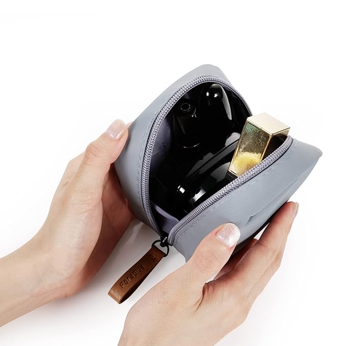 Hekyip Mini Cosmetic Bag, Travel Makeup Pouch, Portable Waterproof Cosmetic Pouch for Ladies Women, Mini (Mini Grayish)