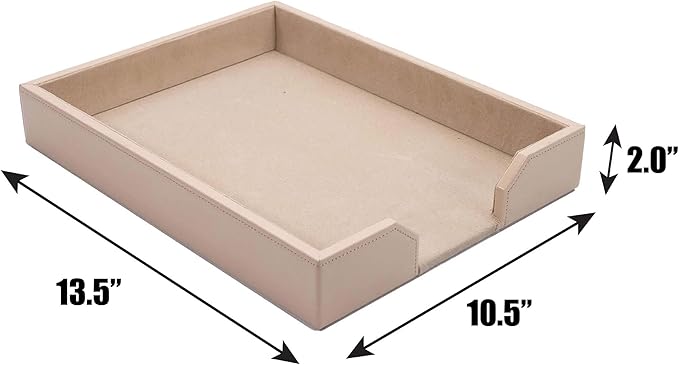 DACASSO Bonded Leather Desktop Letter Tray - Luxury Letter Holder & Paper Organizer for Desk - Office Organization & Executive Desk Decor - (White Latte)