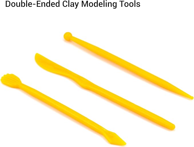 14 Pieces Clay Modeling Tool Kit Plastic Reusable Double-Sided Ceramic Pottery Tools for Shaping and Sculpting Clay Decorating Sticks Supplies Kit for Beginners Kids Adults