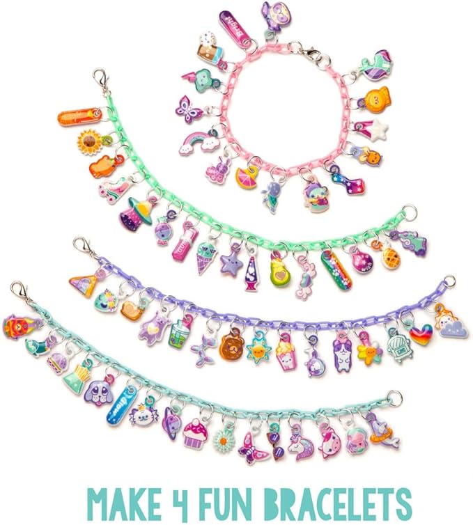 Craft-tastic DIY Glow in The Dark Charm Bracelets – Design 4 Customizable Bracelets with 120+ Easy-to-Make Puffy Sticker Charms – Creative Arts & Crafts Gift – Jewelry Making Set for Kids - Ages 6+