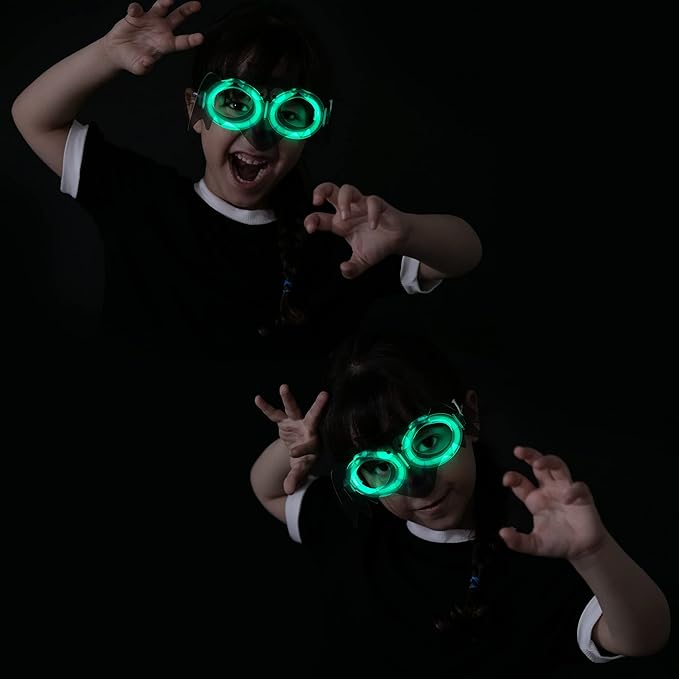 JOYIN 72 Pcs Halloween Glow Stick Bulk Light Up Party Supplies with 3 Eyescover, 3 Pendants, 6 Rings, 6 Wands, 6 Bracelets, 48 Glow Sticks for Halloween Glow in the Dark Party Favor Goodie Bag Fillers