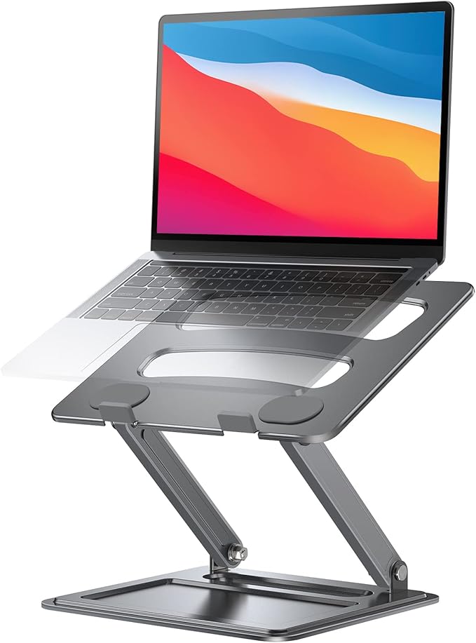 LORYERGO Adjustable Laptop Stand, Portable for 17.3inch Laptops, Holds Up to 17.6lbs, Ergonomic Posture & Heat Dissipation - Gray