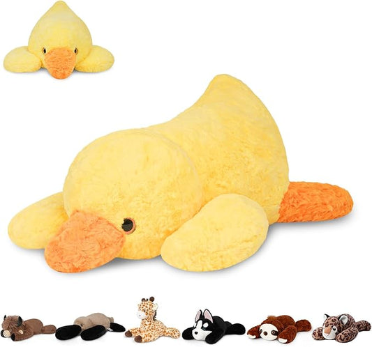 Niuniu Daddy 20" | 3.3 Pound Weighted Duck Stuffed Animals for Adults Kids, Giant Weighted Yellow Duck Plush Toy with Soft Fur, Big Fluffy Body Pillow for Large Cute Present Christmas Birthday
