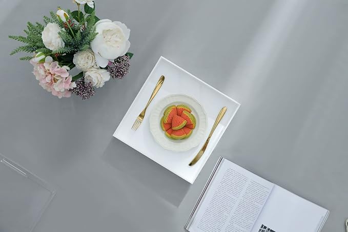 BEYLANG Glossy White Sturdy Acrylic Serving Tray with Handles-12x12 Inch-Serving Coffee,Appetizer,Breakfast,Butler-Kitchen Countertop Tray-Makeup Drawer Organizer-Vanity Table,Ottoman Tray-Decorative