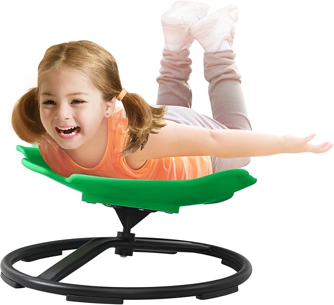 Sit and Spin Spinning Activity Toys for Toddlers with Arm Rest and Swivel, Wobble Chair - Sensory Spinning Seat for Kids, Training Body Coordination, Green
