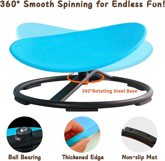 Kids Sensory Chair for Autism Kids Swivel Chair, Sensory Spin Chair Seat Improve Physical Coordination Wobble Chair for Kids Sit and Spin Relief of Motion Sickness