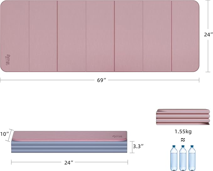 1/2 Inch Extra Thick Yoga Mat Pilates Equipment, 69"x24" Odorless Workout Mats for Home Gym, Non-slip Exercise Mats for Women Men Home Workout, Foldable Yoga Mats for Travel Camping Sleeping