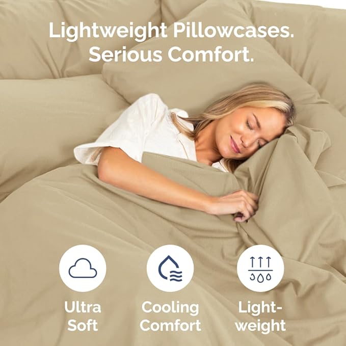 King Pillow Cases Set of 8 - Ultra Soft Hotel Quality Pillowcase Covers - Comfy & Wrinkle Free - Shrink, Stain and Fade Resistant - Easy-Care, Machine Washable Pillow Protectors - 8 Piece Set - Beige