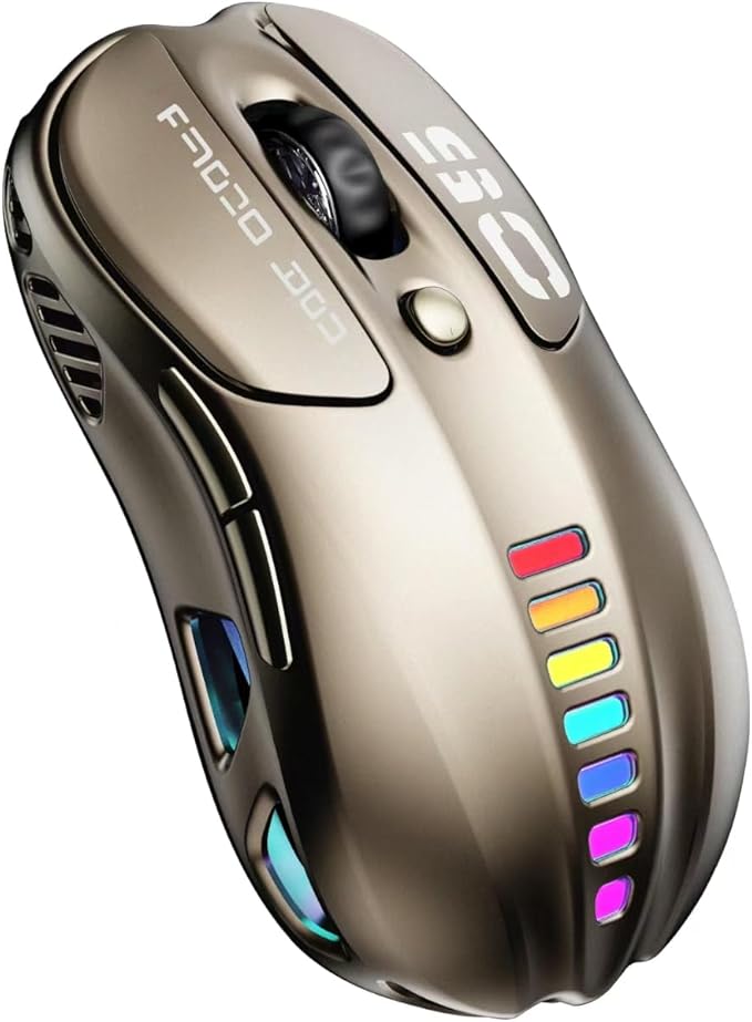 Uciefy Wireless Bluetooth Mouse, Dual Mode (BT5.1&2.4GHz) Rechargeable LED Wireless Mouse, Ergonomic Computer Mice for Laptop/PC/Mac-Bronze