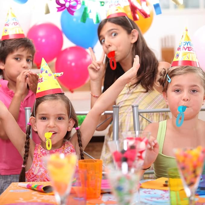 ArtCreativity Spiral Whistle Bracelets with Keychain, Set of 12, Kids’ Party Noisemakers, Variety of Colors, Sports Party Favors, School Sports Supplies, Great Party favor, Goody Bag Fillers