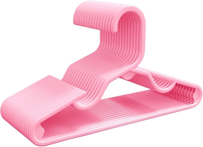HOUSE DAY Premium Baby Hangers 20 Pack, 11 Inch Kids Plastic Hangers Pink, Slim Childrens Hangers for Infant, Toddler, and Child Clothes, Durable Baby Clothes Hangers for Closet