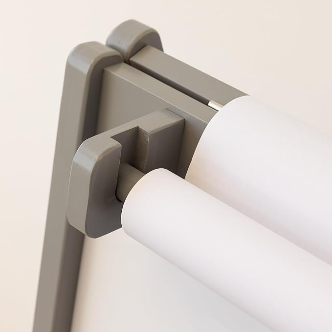 Humble Crew Inspire Kids Chalkboard and Dry Erase Easel with Storage Bins, 1 Paper Roll, 2pc Chalk, and Eraser, Grey