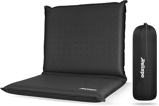 Self-Inflating Stadium Seat Cushion, Waterproof & Lightweight Inflatable Seat Cushion for Airplane Seat Travel Bleacher Camping, High Density Foam Blow up Sitting Pad for Backpacking