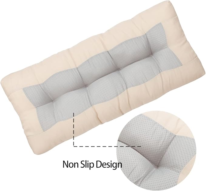 FUNHOME Outdoor Bench Cushion 42 x18 inch with Non-Slip Grips,Water Resistant Porch Swing Cushion,Bench Pillow Pads,Tufted Cushions for Patio Garden Furniture,42" Seat Cushions(Antique Beige)