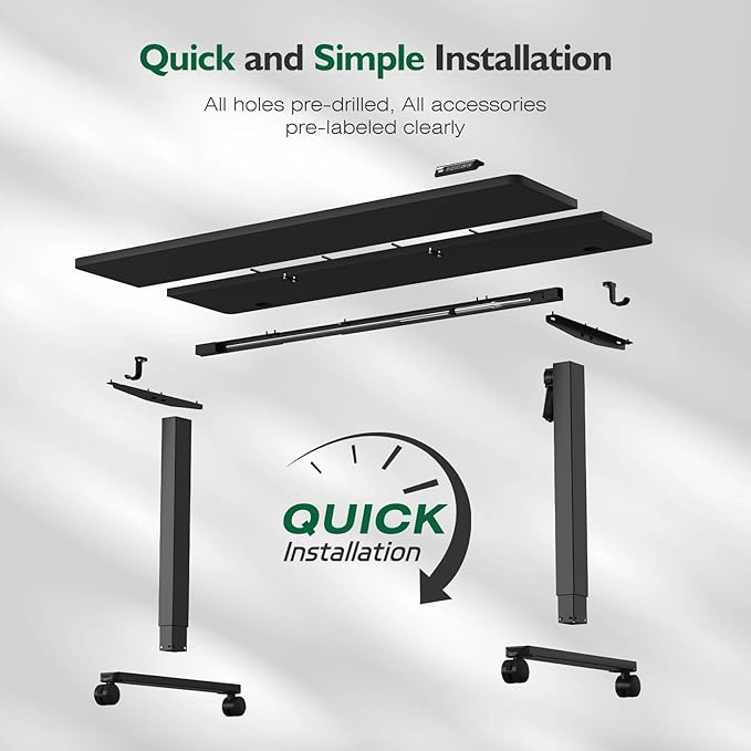 Monomi 59 inch Electric Standing Desk with Memory Preset, Adjustable Height Standing Desk for Home Office & Gaming, Large Computer Desk with Anti-Collision, Black