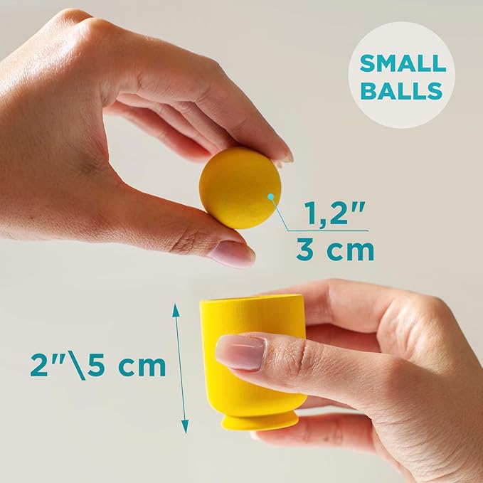 Ulanik Balls in Cups Toddler Montessori Toys for 1 Year Old + Kids Preschool Wooden Matching Games for Learning Color Sorting and Counting