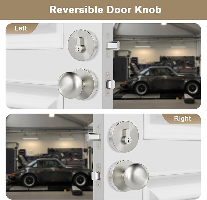 Satin Nickel Passage Door Knob and Deadbolt Set Interior/Exterior Door Knob with Single Cylinder Deadbolt Lock Set