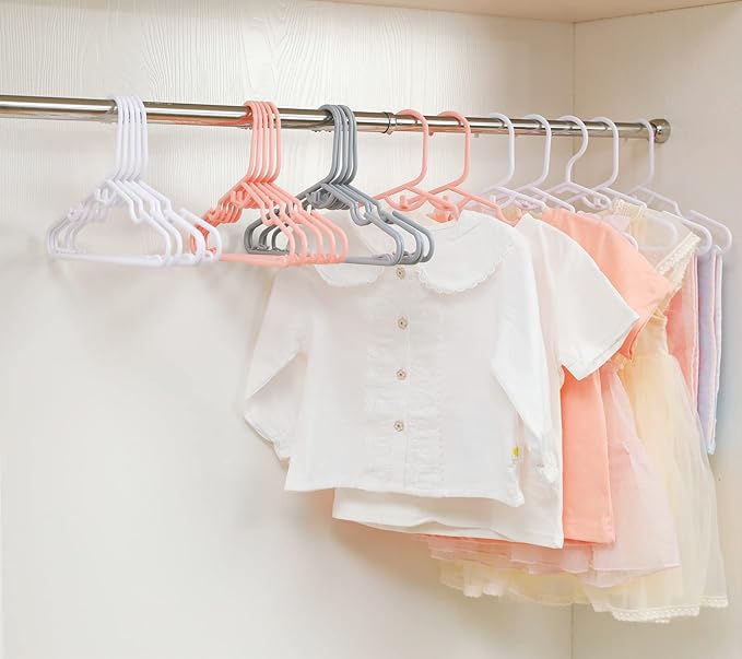 40pcs Grey Baby Nursery Closet Hangers,Non-Slip Laundry Infant Pant Hanger for Newborn Clothes Gift,Stackable Hangers,Save Space Ultra-Thin Child Coat Hanger for Girl Boy Toddler Kid.
