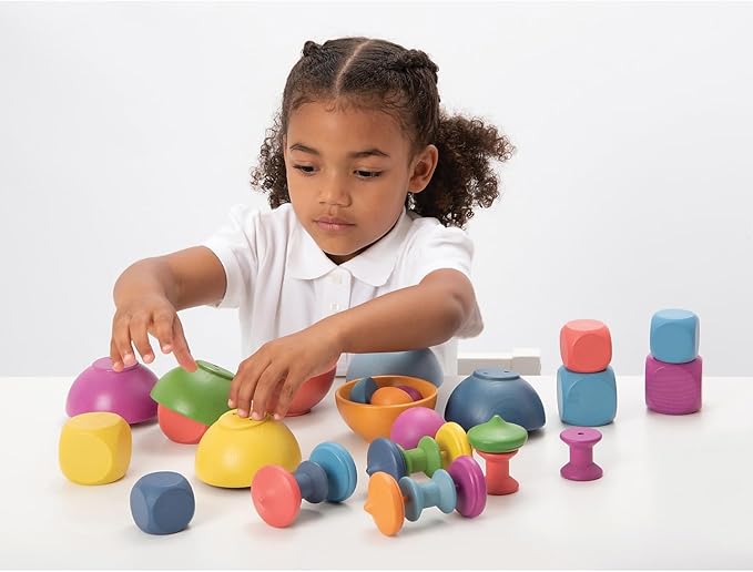 TickiT Rainbow Wooden Super Set - Set of 84 - 12 Different Shapes in 7 Colors - Loose Parts Play Set for Babies and Toddlers 10m+ - Inspire Curiosity and Open-Ended Play