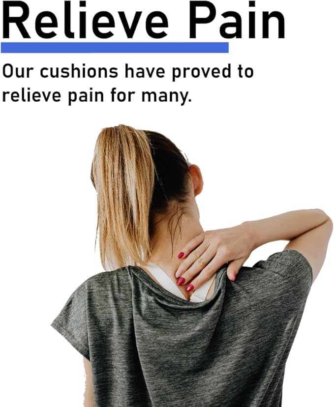 Blue Gel TPU Seat Cushion — Contoured Honeycomb Cooling Gel Cushion for Long Sitting, Pressure Relief for Tailbone & Sciatica, Non-Slip Washable Cover — 15.35 x 12.6 in