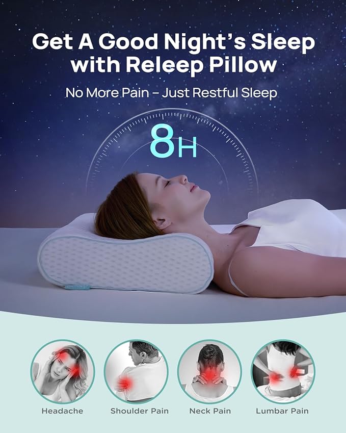 Memory Foam Neck Pillow for Pain Relief – Adjustable Contour (4 Heights), Portable & Washable – Travel Pillow for Airplane, Car, Hiking (15.7” x 11”) – No Storage Bag