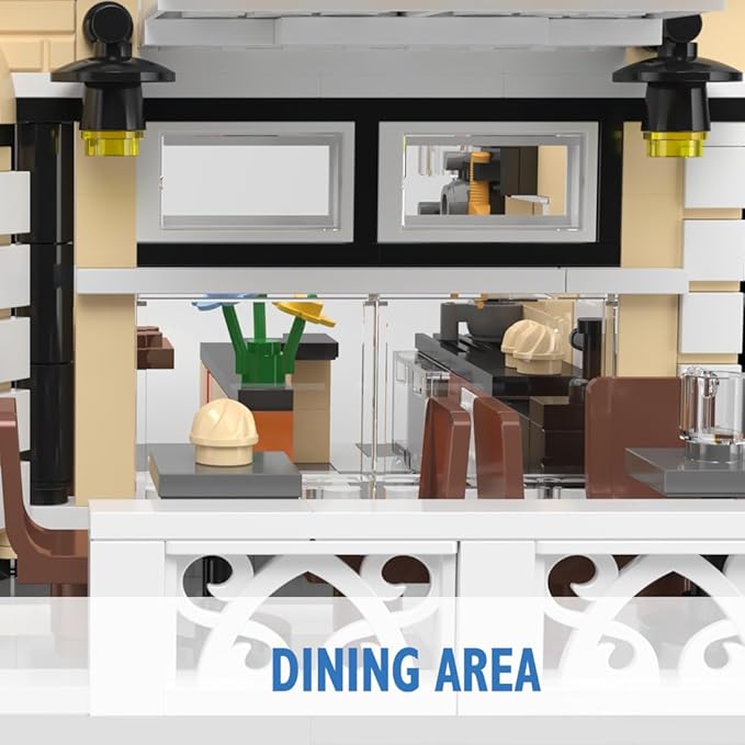 City Garden Hotel Building Sets,House Architecture Model Blocks Toys for Adults & Teens，1300 PCS Mini Bricks with LED(Not Compatible with Lego)