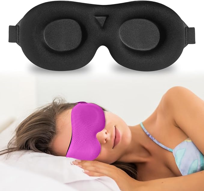 DTS Sleep Masks for Side Sleepers Men Women Zero Eye Pressure 3D Cups Complete Light Blocking Night Blindfold with Adjustable Strap Shade Cover Sleeping Mask for Travel Nap Work Home (Pink)