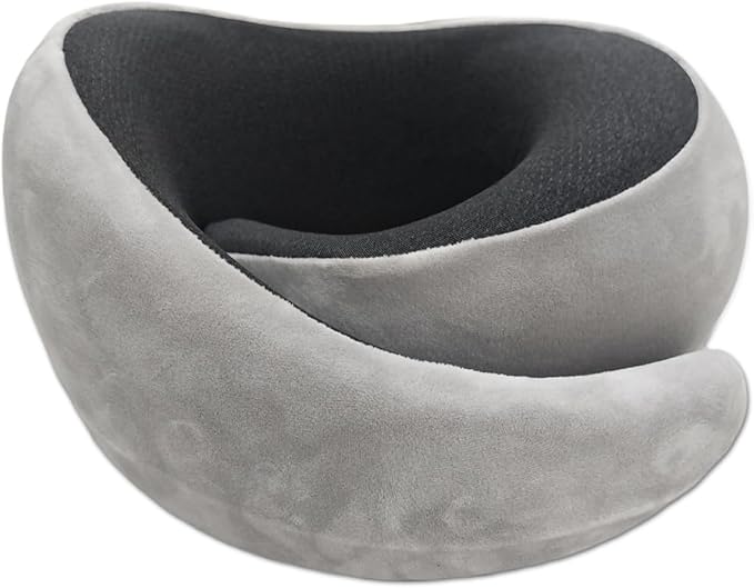 VITANECKART Snail Flexible Neck Pillow, Premium Memory Foam Travel Pillow, 360°Ergonomic Design, Asymmetrical Sides, Suitable for Flight, Car, Office, Washable Pillowcase (Grey)