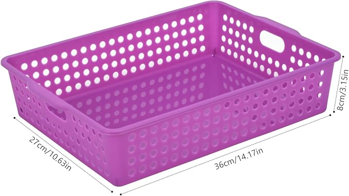 6-Pack Stackable Paper Trays with Handles, Modern Desktop Organizer for A4 Documents, Homework Turn-in Bins for Classroom & Office Use (Rainbow)