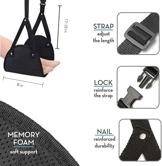 WZLL.SLSP 2 Pack Airplane Footrest,Travel Foot Hammock for Flights,Reduce The Swelling of Feet,Adjustable Height Relaxing Hammock for Legs and Feet Rest