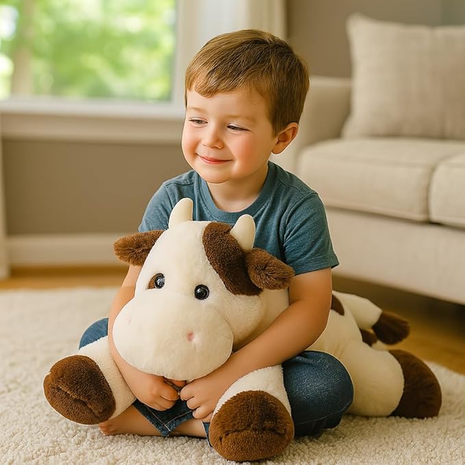 Weighted Cow Stuffed Animal Soft Weighted Plushes Cute Cow Plush Toy Birthday for Boys Girls Kids Adults (20" 3.3 lbs)