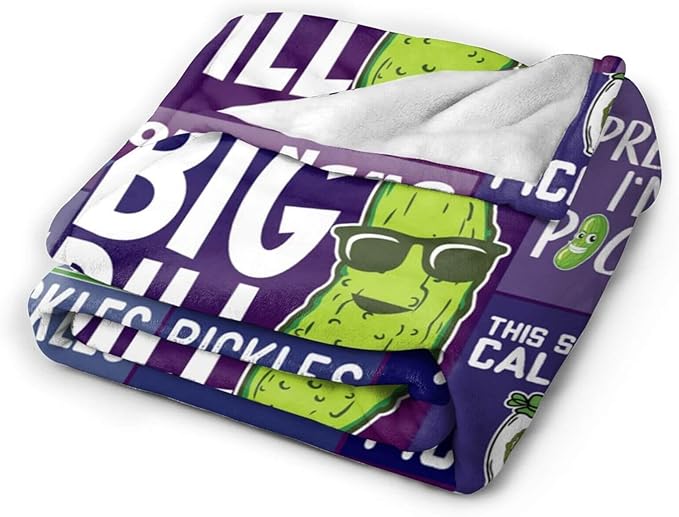 Custom Pickle Blanket with Name for Women Men, Personalized Cute Pickle Themed Design Printed Throw Blankets for Teens Adults Lap, Chair Sofa, Giftable Blanket, 50"x 60"