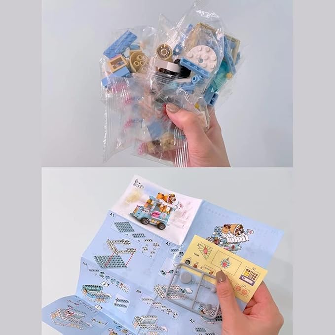 Girls Building Blocks Toys 184 Pieces Ice Cream Truck Set Toys for Girls Models Pink Building Bricks Toys STEM Toys Construction Play Set for Kids Best Gifts for Girls Age 6-12 and Up