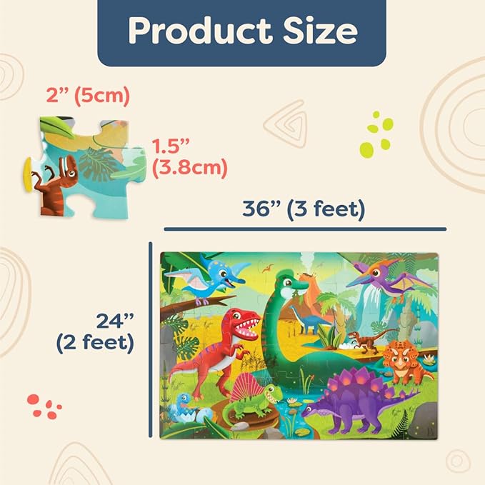 B. toys- Gigantic Jigsaw - Dinosaurs- Floor Puzzle – 48-Piece Dinosaur Puzzle – Large 2 x 3 Feet Jigsaw Puzzle for Kids – Educational & Developmental Toys – 3 Years +