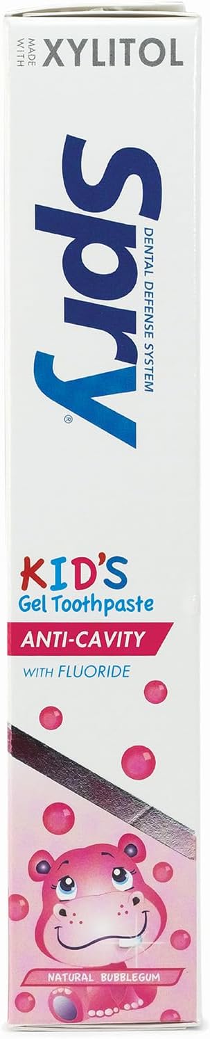 Spry Xylitol Toothpaste for Kids 5oz. Kids Toothpaste with Fluoride, Teeth Whitening Kids Toothpaste with Xylitol, Natural Breath Freshening, Mouth Moisturizing Ingredients, Bubble Gum (Pack of 1)
