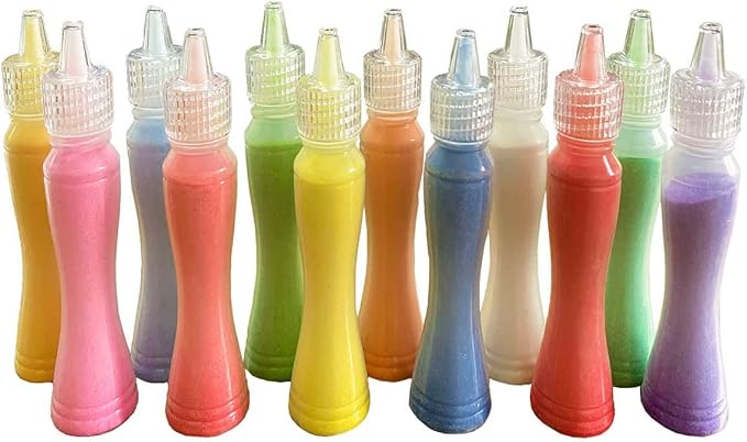 JKanruh 48 Pcs Art Kits,12 Color Sand Art Kits with 24 Sheets Sand Art Painting Cards,12 Sheets Magic Sticker Painting Set for Arts and Crafts,DIY Painting,Drawing