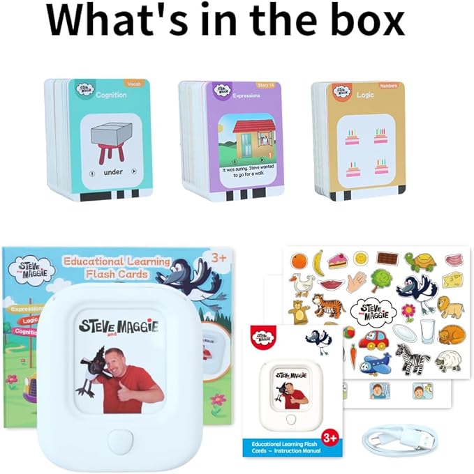 STEVE and MAGGIE Kids Toddler 321 Pcs Double Sided Talking Sight Word Flash Card,Montessori Toys,Speech Therapy,Cognition, Expressions, Logic,Autism Sensory Toys,Learning Educational Gifts for Boys