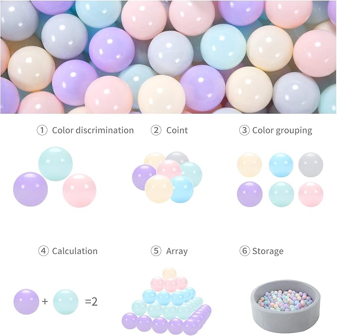 GOGOSO Macaron Ball Pit Balls 50 Pack - Enhance Decor and Enjoy Playtime Phthalate Free BPA Free