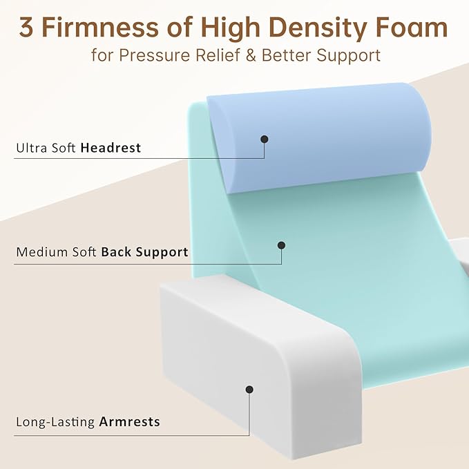 Vekkia Reading Pillow for Adults – Ergonomic 45° Wedge Back Support Chair for Sitting in Bed, XL Side Pockets, Perfect for Working, Gaming, Watching TV, Relaxing, or Recovery, Great Gift Idea, 19”