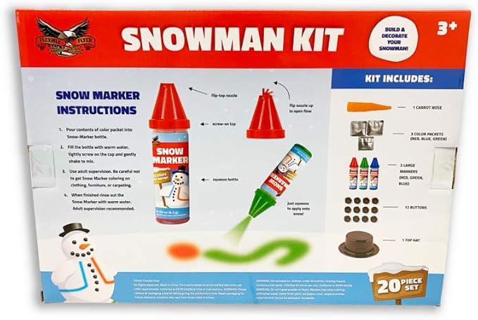 Flexible Flyer Build a Snowman Kit & Snow Art Markers. Kids Winter Toy Decorate Set, Black