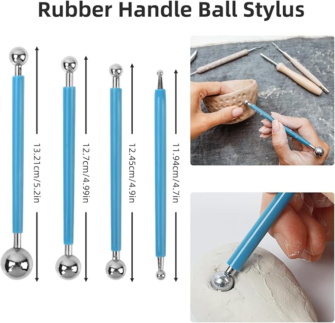 AULEEP Clay Sculpting Tools Kit, 31PCS Air Dry Clay Tool, Polymer Clay Tools, Clay Pottery Carving Tool Set for Miniatures, Figures, Classroom, Pottery Craft, Dotting, Molding, Modeling, Shaping