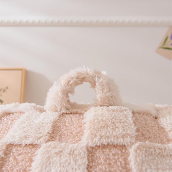 Aimuan Reading Pillow Checkered Bed Rest Wedge Backrest Checkerboard Pillow with Arms Back Support for Sitting Up in Bed Cushion Incline Rest Sleeping Snoring Pillow (Beige,Standard)