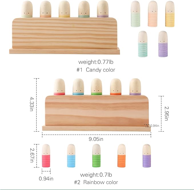 Pop Up Toy Multicolor Puppets | Wooden Color Sorting Toys | STEM Montessori Color Matching Toys | Preschool Learning Educational Toys Gifts for Kids Boys Girls Ages for 3+ Years (Neutral Colours)