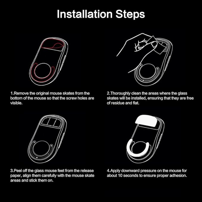 MOSHOU Glass Mouse Skates for Logitech G Pro X Superlight, Consistent Controllable Glide Polished 2.5D Curved Edge Superfast Gaming Mouse Feet Durable Sole (Black)