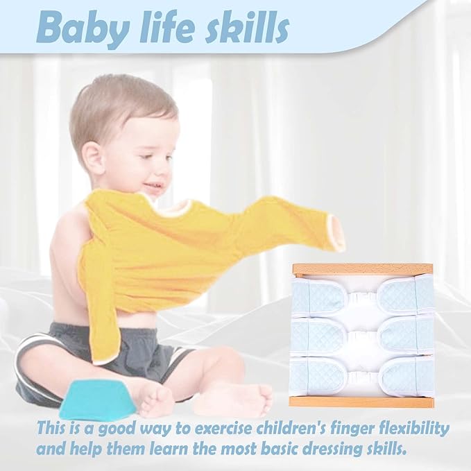 Montessori Wooden Toys for Dressing Learning Board Learning Basic Dressing Skills - Buttons, Snaps, Zippers, Belt Buckles & Velcro Toys for Toddlers 1 2 3 4 Year Old Sensory Toy Gifts(Buckle Clothing)