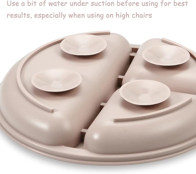 PandaEar Silicone Baby Feeding Set, 2 Pack - Divided Suction Plate, 2 Tiny Cup with Spoons, BPA Free, Light Tan/Pink