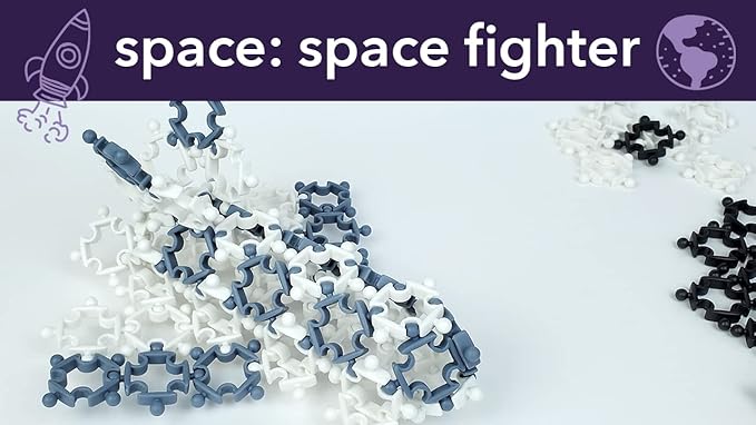 Space (90 pcs) Eco-Friendly 4D STEM Building Toy for Creative Kids | Space Shuttle Toy, Rocket, Satellite, Fighter Jet | Durable | Hours of Fun | Party Activity | Birthday Gift Idea