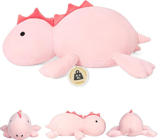 22" 3.5 lbs Weighted Dino Stuffed Toys, Cute Animals Plushie Dolls Pillow Gifts for Kids Adults (Pink)