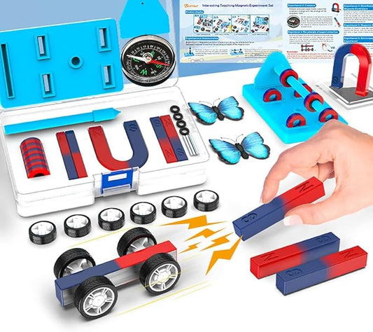 Labs Junior Science Magnet Set for Experiment Education Tools Physics Toys for Kids Icluding Bar/Ring/Horseshoe/Compass Magnets