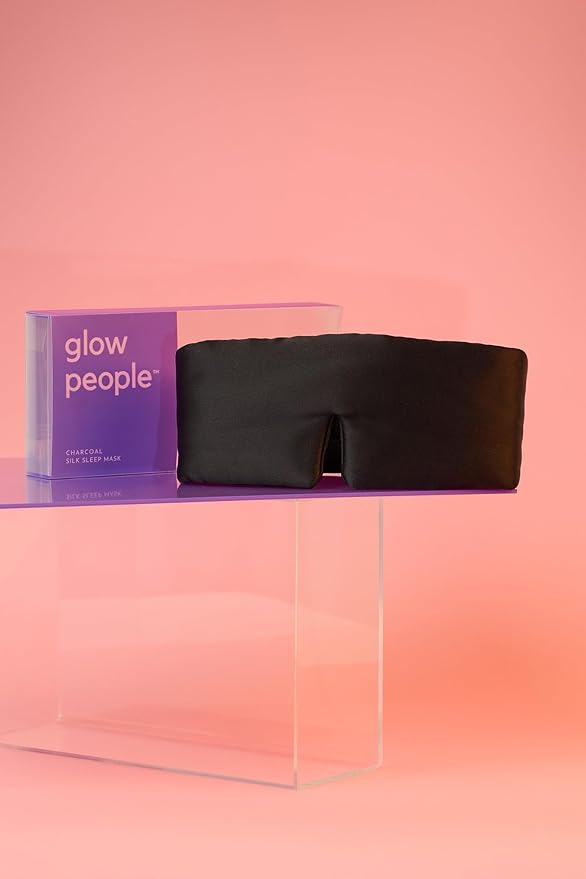 Glow People Silk Sleep Mask – 100% Mulberry Silk Eye Mask for Sleeping, Total Blackout, Cloud-Soft and Adjustable for Beauty Sleep and Travel - Charcoal